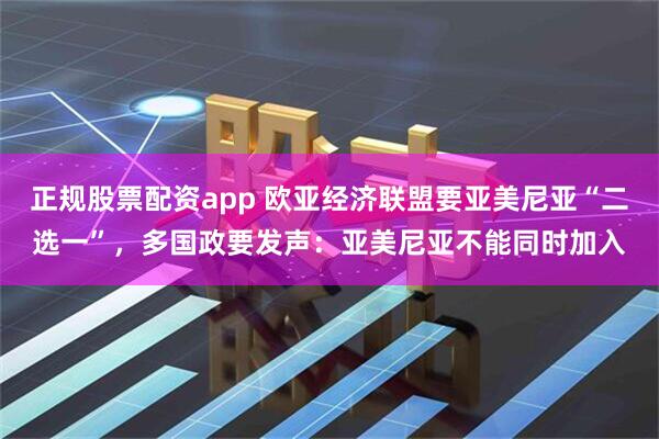 正规股票配资app 欧亚经济联盟要亚美尼亚“二选一”，多国政要发声：亚美尼亚不能同时加入